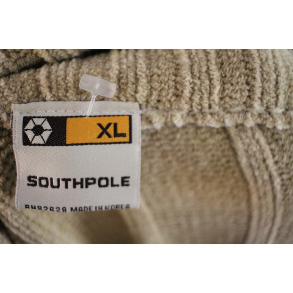 Vintage Southpole Chenille Turtleneck Sweater XL Tan Cream Hip Hop Y2K Knit - Picture 4 of 9